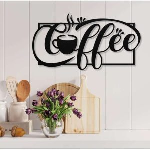 Coffee Bar Metal Wall Art Coffee Lover Gift Coffee Decoration for Kitchen