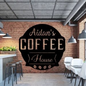 Coffee Bar Sign Personalized Metal Name Signs Kitchen Wall Hanging Decor 3