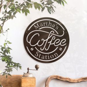 Coffee Bar Signs Personalized Metal Name Sign Coffee Station Decoration 2
