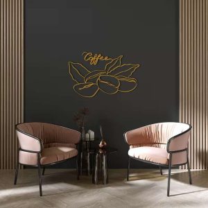 Coffee Bean Metal Wall Art Minimal Line Art Coffee Coffee Shop Decor Coffee Bar Decoration 4