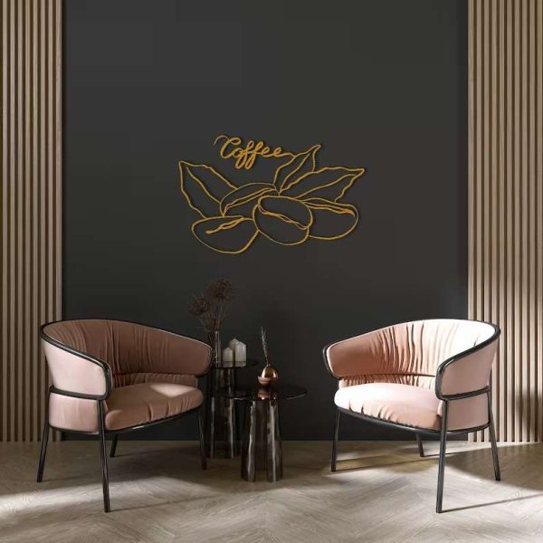 Coffee Bean Metal Wall Art Minimal Line Art Coffee Coffee Shop Decor Coffee Bar Decoration