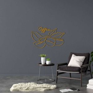 Coffee Bean Metal Wall Art Minimal Line Art Coffee Coffee Shop Decor Coffee Bar Decoration 5