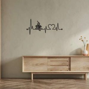 Coffee Heartbeat Sign Coffee Station Sign Metal Coffee Sign Coffee Heartbeat Metal Wall Art Metal Coffee Decor Gift For Coffee Lover 1