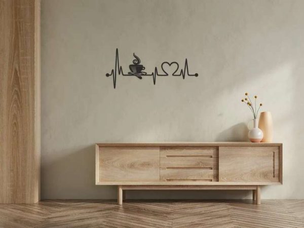 Coffee Heartbeat Sign Coffee Station Sign Metal Coffee Sign Coffee Heartbeat Metal Wall Art, Ekg Coffee Metal Coffee Decor Gift For Coffee Lover