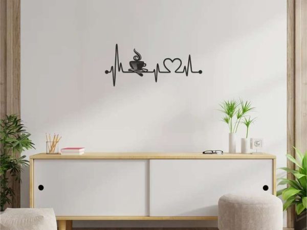 Coffee Heartbeat Sign Coffee Station Sign Metal Coffee Sign Coffee Heartbeat Metal Wall Art, Ekg Coffee Metal Coffee Decor Gift For Coffee Lover