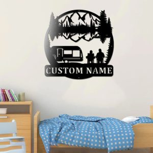 Couple Camping RV Decor Welcome to Our Campsite Custom Metal Sign
