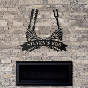 Custom BBQ Metal Wall Art Personalized Metal Name Sign Backyard Ba And Grill Signs Decor 5