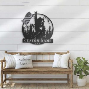 Custom Bigfoot US Flag Personalized Sasquatch Name Sign Bigfoot Lover Gift Home Decor Birthday Gift 2