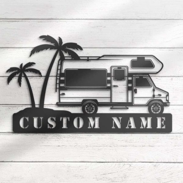 Custom Camping Car Class C Metal Sign Hippie Van Name Sign Happy Camper Van Sign Camping Gifts