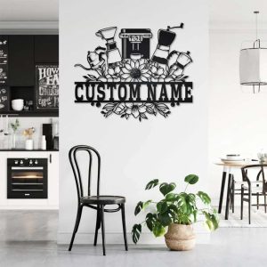 Custom Coffee Maker Sign Coffee Shop Metal Sign Room Decor Coffee Lover 3