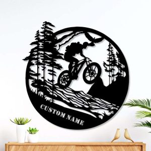 Custom Cycling Metal Sign Cyclist Sign Moutain Tree Sign Bicycle Lover Gift