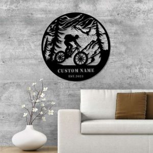 Custom Cycling Metal Sign Mountain Tree Sign Cyclists Gifts Bicycle Sport Decor 3