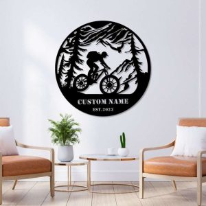 Custom Cycling Metal Sign Mountain Tree Sign Cyclists Gifts Bicycle Sport Decor 4