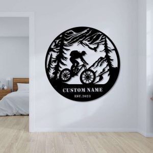 Custom Cycling Metal Sign Mountain Tree Sign Cyclists Gifts Bicycle Sport Decor 6