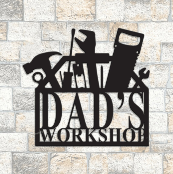 Custom Dad Workshop Sign Mechanic Tools Sign Wall Art Personalized Garage Name Signs