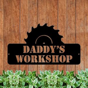 Custom Daddys Workshop Sign Personalized Last Name Signs Garage Wall Art Decor Fathers Day Gifts 1