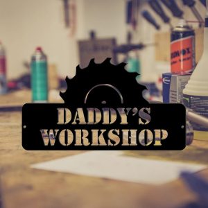 Custom Daddys Workshop Sign Personalized Last Name Signs Garage Wall Art Decor Fathers Day Gifts 4