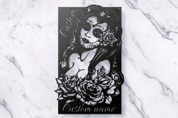 Custom Day of the Dead Dia De Los Muertos Metal Sign Beauty Hair Salon Creative Business Custom Metal Sign