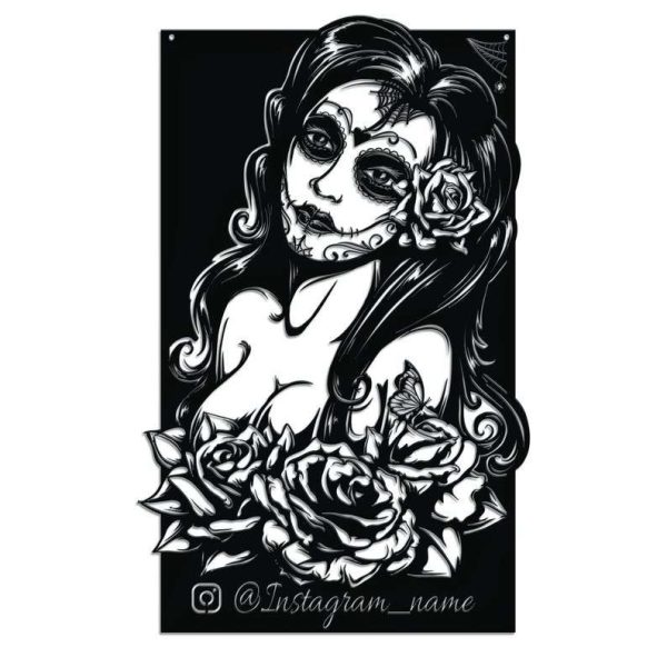 Custom Day of the Dead Dia De Los Muertos Metal Sign Beauty Hair Salon Creative Business Custom Metal Sign