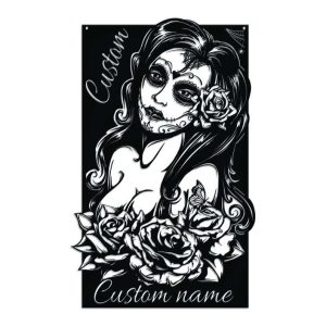 Custom Day of the Dead Dia De Los Muertos Metal Sign Beauty Hair Salon Creative Business Custom Metal Sign 4