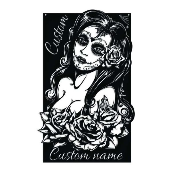 Custom Day of the Dead Dia De Los Muertos Metal Sign Beauty Hair Salon Creative Business Custom Metal Sign