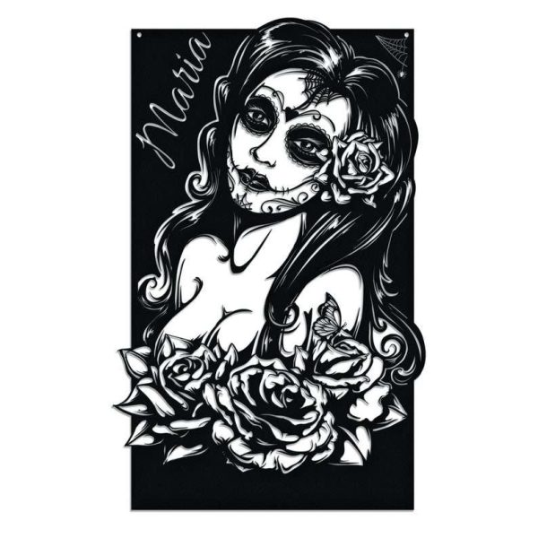 Custom Day of the Dead Dia De Los Muertos Metal Sign Beauty Hair Salon Creative Business Custom Metal Sign