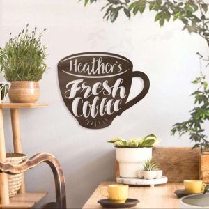 Custom Fresh Coffee Metal Wall Art Coffee Cup Decoration for Home Bar Coffee Shop Coffee Decoration for Kitchen Gift for Mom Coffee Lover 1