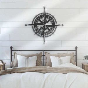 Custom GPS Anchor Compass Metal Sign Coordinates Sign Nautical Decoration Housewarming Birthday Gift