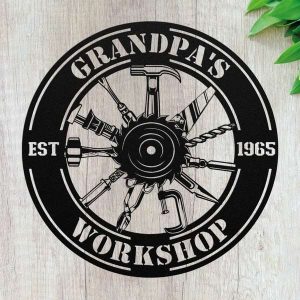 Custom Grandpas Workshop Sign Garage Sign For Dad Fathers Day Gifts 1