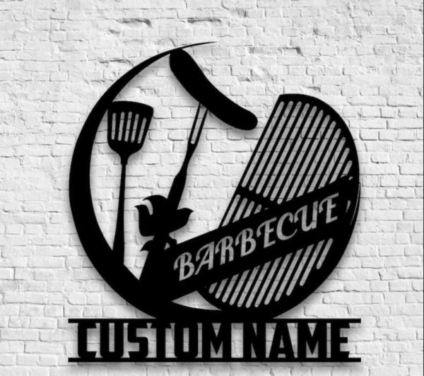 Custom Grill Metal Sign Backyard BBQ Name Sign Barbecue Sign Home Outdoor Decor Dad Mom Gift