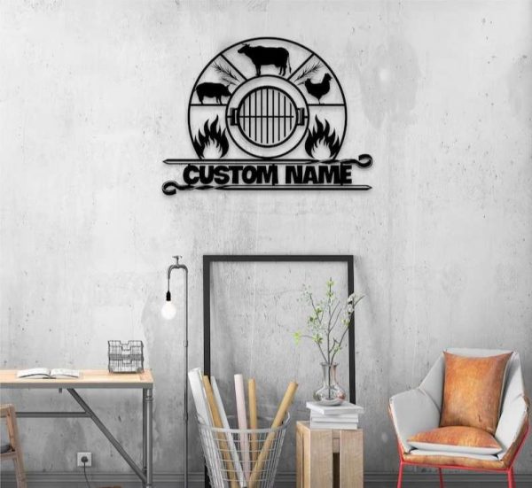 Custom Grill Metal Sign Backyard BBQ Sign Barbecue Sign Farmhouse Decor Home Outdoor Decoration Housewarming Gift