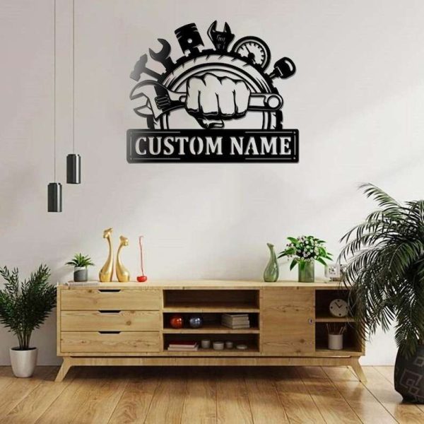 Custom Mechanic Repair Tools Metal Sign Handyman Name Sign Home Mechanic Decor Dad Gifts Fathers Day Gifts