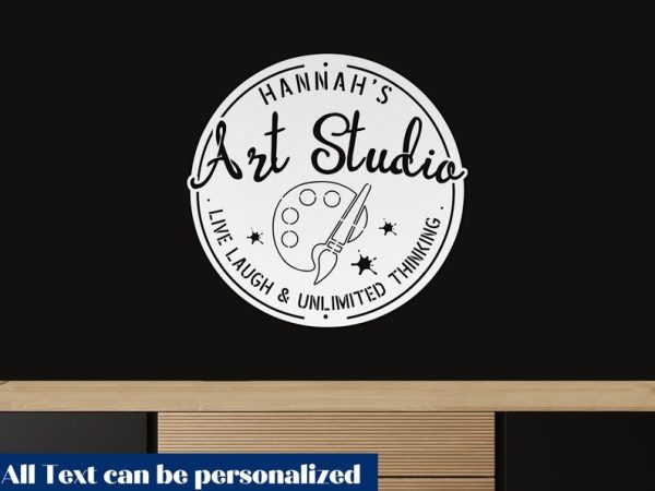 Custom Metal Art Studio Sign Personalized Gift for Painter Artist Creative Room Decor