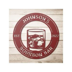 Custom Metal Bourbon Bar Sign Whiskey Sign Tiki Bar Home Decor 1