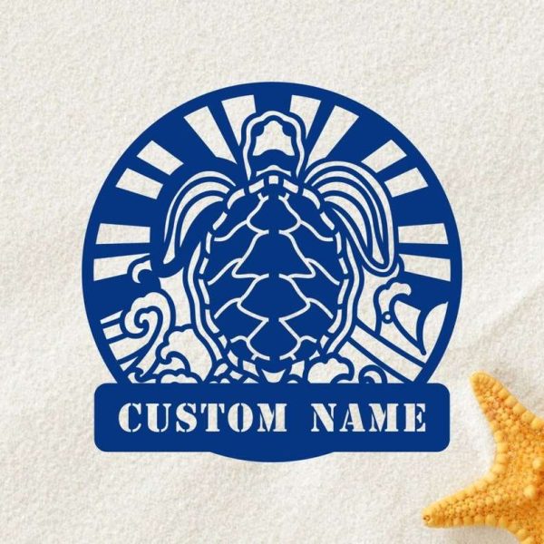 Custom Metal Sea Turtle Sign Beach House Sign Sea Turtle Lover Sign Ocean Beach Summer Decor