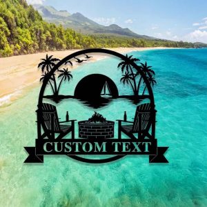 Custom Palm Tree Metal Sign Chair Beer Wall Decor 2