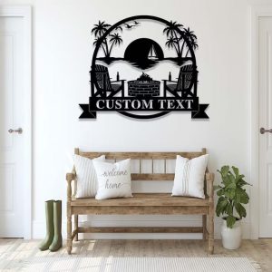 Custom Palm Tree Metal Sign Chair Beer Wall Decor 3