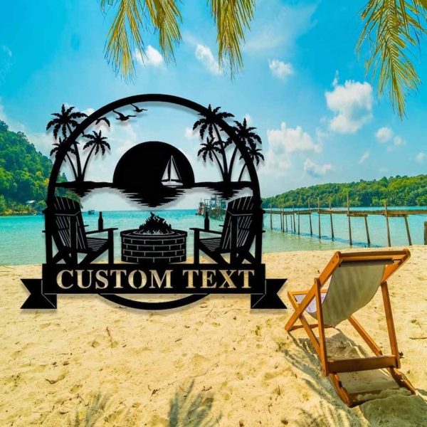 Custom Palm Tree Metal Sign Chair Beer Wall Decor