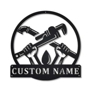 Custom Plumbing Metal Sign Plumber Gifts Custom Plumber Name Sign Workshop Decor 1