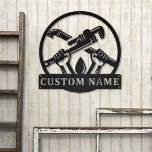 Custom Plumbing Metal Sign Plumber Gifts Custom Plumber Name Sign Workshop Decor 2