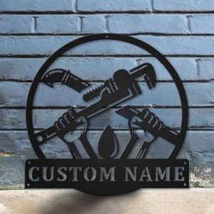 Custom Plumbing Metal Sign Plumber Gifts Custom Plumber Name Sign Workshop Decor 3