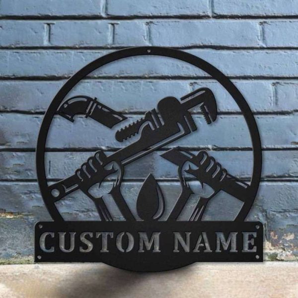 Custom Plumbing Metal Sign Plumber Gifts Custom Plumber Name Sign Workshop Decor