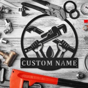 Custom Plumbing Metal Sign Plumber Gifts Custom Plumber Name Sign Workshop Decor 4