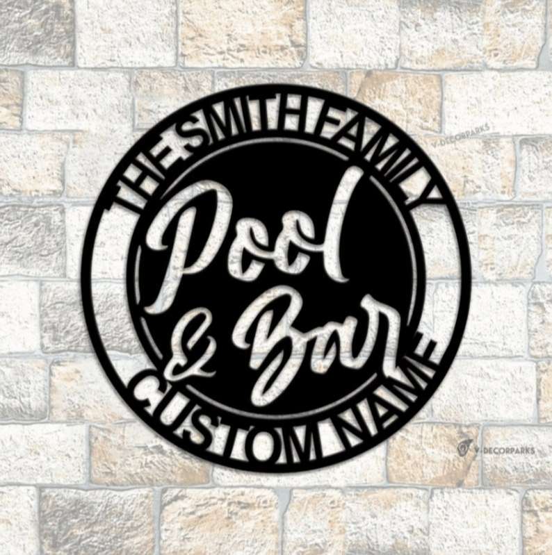 Custom Pool And Bar Metal Sign Poolside Paradise Sign Swimming Pool ...