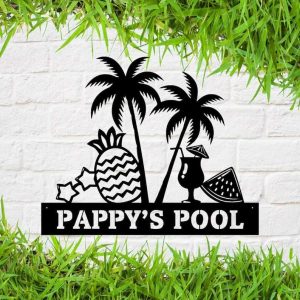 Custom Pool Palm Tree Metal Sign Beach House Sign Swimming Pool Sign Home Patio Backyard Decor Housewarming Gifts 1