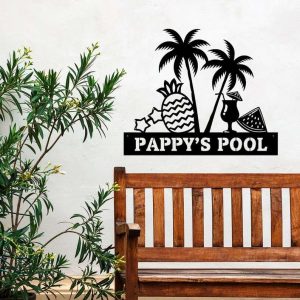 Custom Pool Palm Tree Metal Sign Beach House Sign Swimming Pool Sign Home Patio Backyard Decor Housewarming Gifts 3