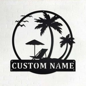 Custom Sunset Beach Sign Metal Beach Wall Art Decoration For Room Sunset Beach Home Decor