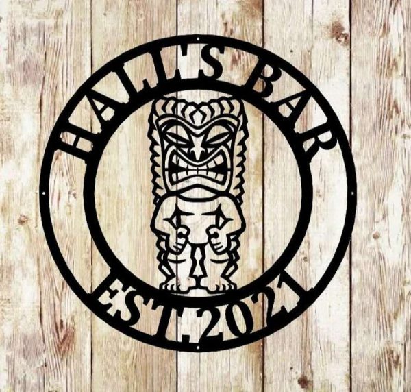 Custom Tiki Bar Sign Personalized Bar Metal Sign Pool Bar Sign Beach House Patio Home Decor Father’s Day Dad Gift