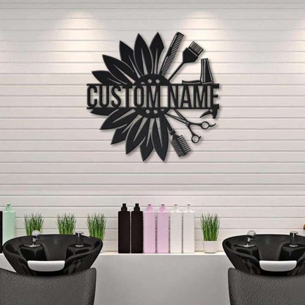 Custom Floral Hair Scissors Sign Hair Salon Sign Hair Stylist Sign Hair Dresser Sign Room Decor