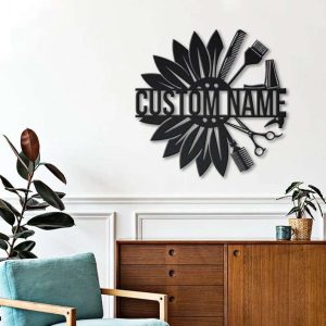 Custom Floral Hair Scissors Sign Hair Salon Sign Hair Stylist Sign Hair Dresser Sign Room Decor